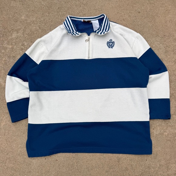 Jaclyn Smith Sport Tops - Jaclyn Smith Sport Vintage Navy White Colorblock Quarter Zip Pullover Large